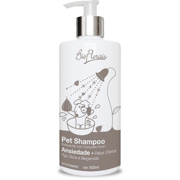 Shampoo Floral para Cachorro e Gato Ansiedade (pelos Claros) 500ml Tratamento Natural Floral para Cães e Gatos Ansiosos - Bioflorais