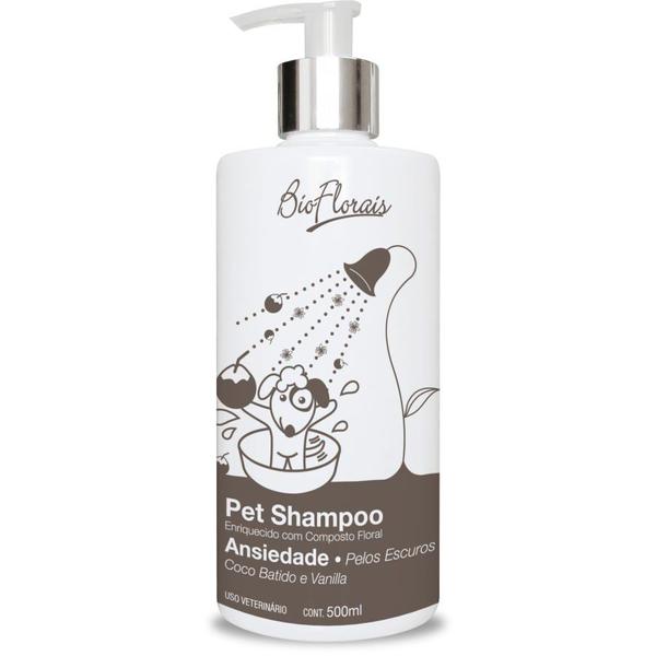 Shampoo Floral para Cachorro e Gato Ansiedade (pelos Escuros) 500ml Tratamento Natural Floral para Cães e Gatos Ansiosos - Bioflorais