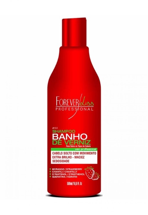 Shampoo Forever Liss Banho de Verniz Morango Vermelho 500 Ml