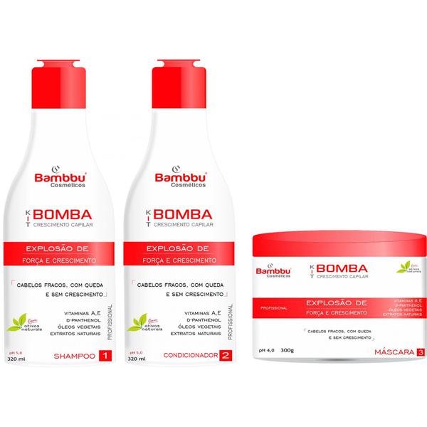 Shampoo Fortalecedor 320ml e Condicionador Fortalecedor 320ml Mascara Nutritiva Crescimento Capilar - Bambbu Cosmeticos