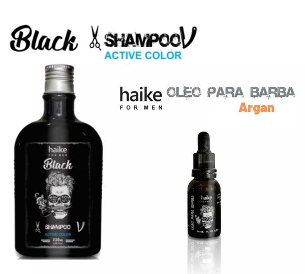 Shampoo Gradual Black Actve Color 230ml e Oleo de Argan 30ml - Haike