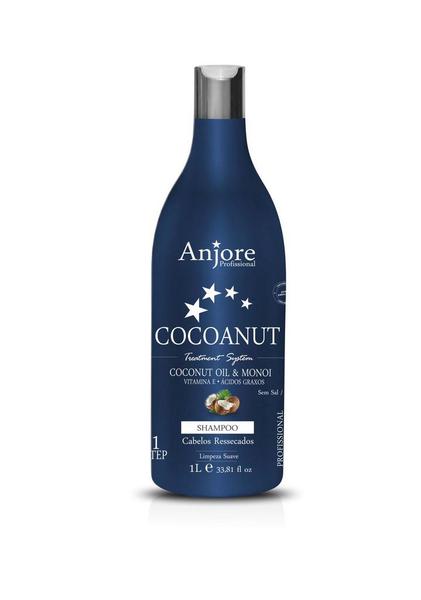 Shampoo Hidratante Cocoanut Anjore 1 Lt - com Óleo de Coco e Monoi