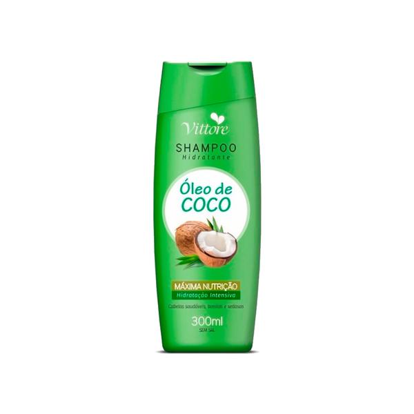 Shampoo Hidratante Vittore Óleo de Coco Cabelos Saudáveis Bonitos e Sedosos 300ml Máxima Nutrição