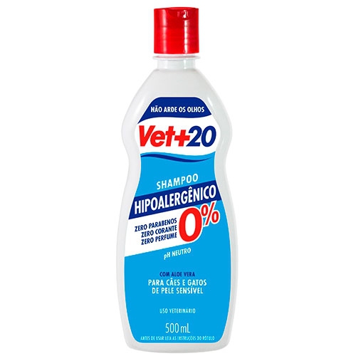 Shampoo Hipoalergênico Vet20+ 500ml - Vet+20