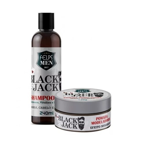 Shampoo Ice + Pomada Modeladora Efeito Molhado Felps Men Black Jack