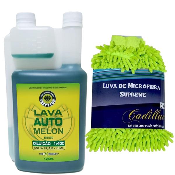 Shampoo Lava Auto 1:400 Melon Easytech Luva Microfibra