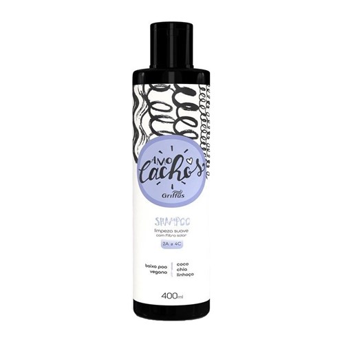 Shampoo Limpeza Suave Coco, Chia e Linhaça Amo Cachos Griffus 400Ml