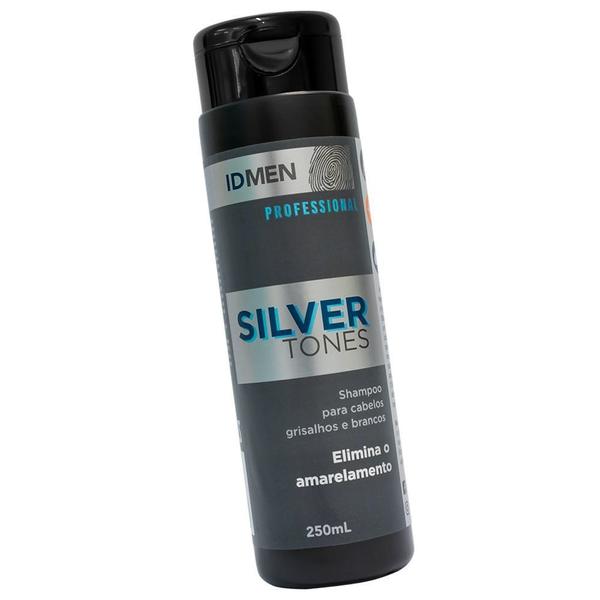 Shampoo Masculino para Cabelo e Barba Branco e Grisalha Silver Tones - ID Men - 250ml - Idmen