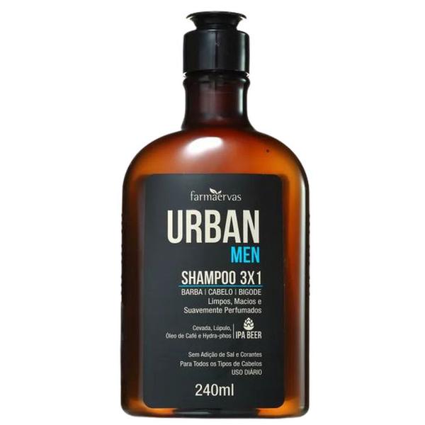 Shampoo Multifuncional Urban Men 3x1 Farmaervas - 240ml