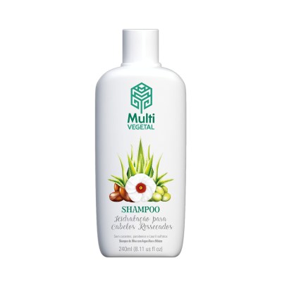 Shampoo Natural e Vegano Multi Vegetal Oliva, Argan, Aloe e Hibisco 240 Ml