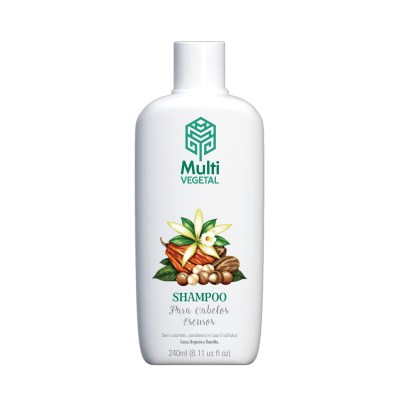 Shampoo Natural e Vegano Multi Vegetal para Cabelos Escuros de Cacau, Nogueira e Baunilha 240 Ml