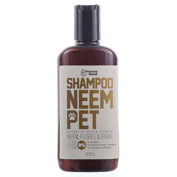 Shampoo Neem Pet Natural, Ervas Flores para Pets 180ml Preserva Mundi