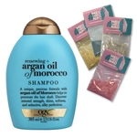 Shampoo OGX Argan Oil of Morroco 385ml + Glitter para realçar o rosto no carnaval