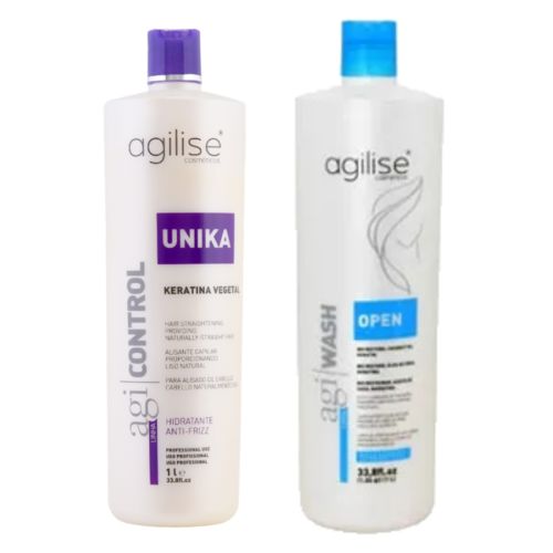 Shampoo Open 1L + Escova Progressiva Unika 1L - Agilise