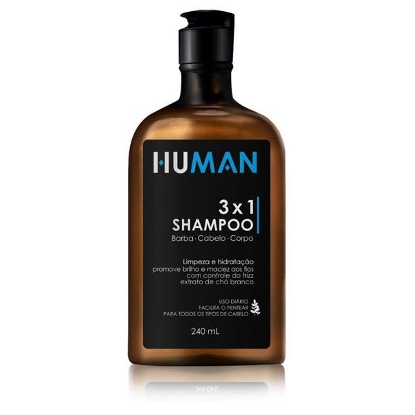 Shampoo para Barba 3x1, Barba, Cabelo e Corpo 240ml - Human