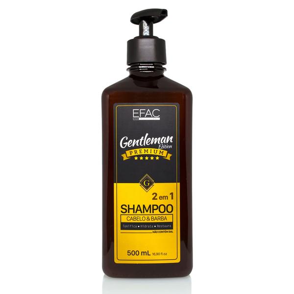 Shampoo para Cabelo e Barba 2 em 1 EFAC Gentleman Edition - 500mL - Efac Cosméticos