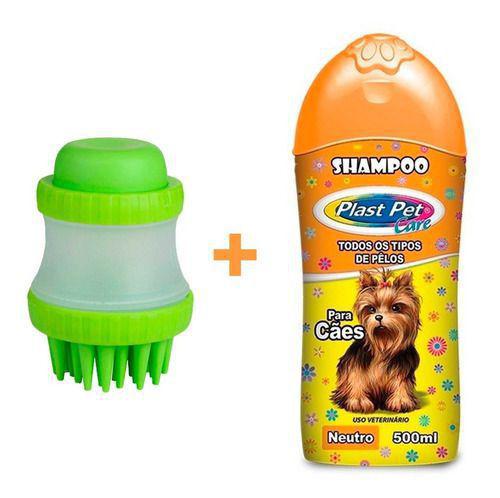 Shampoo para Cachorro e Escova de Silicone para Banho Pet - Plast Pet Care