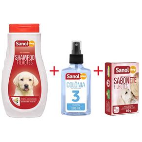 Shampoo para Cães Filhotes + Sabonete + Colônia Sanol Dog