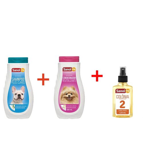 Shampoo para Cães Pelos Claros + Condicionador + Perfume para Cães Sanol N 2 Fragrância Frutal