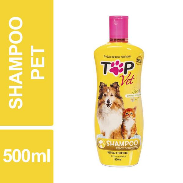 Shampoo Pelos Dourados Premium Cães e Gatos Top Vet 500ml