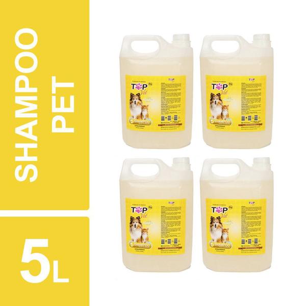 Shampoo Pelos Dourados Premium Cães Gatos Top Vet 5l Kit 4un