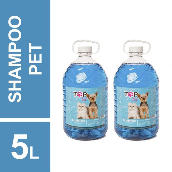 Shampoo Pet Branqueador Cães Gatos Top Vet 5l Kit 2un