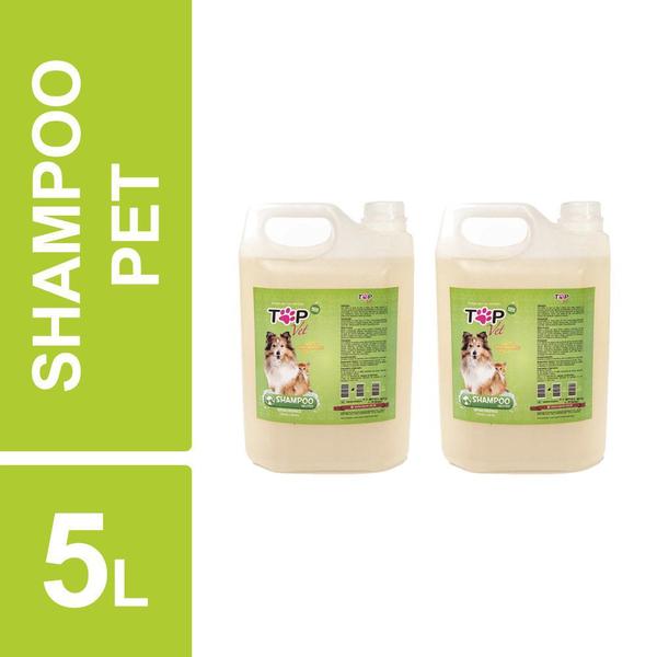 Shampoo Pet Neutro Premium Cães e Gatos Top Vet 5l Kit 2un