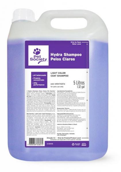 Shampoo Pet Society Hydra Pelos Claros 5 L - Pet Society
