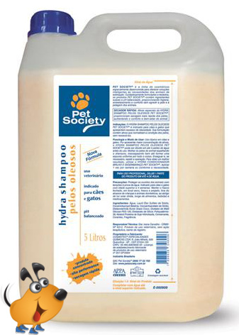 Shampoo Pet Society Hydra Pelos Oleosos 5 L - Pet Society