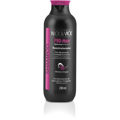 Shampoo Reestruturador Nick & Vick PRO Hair Pós Alisamento Monoi Argan 250ml