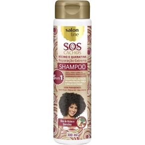 Shampoo Rícino e Queratina SOS Cachos - Reparação Extrema 5 em 1 - Salon Line