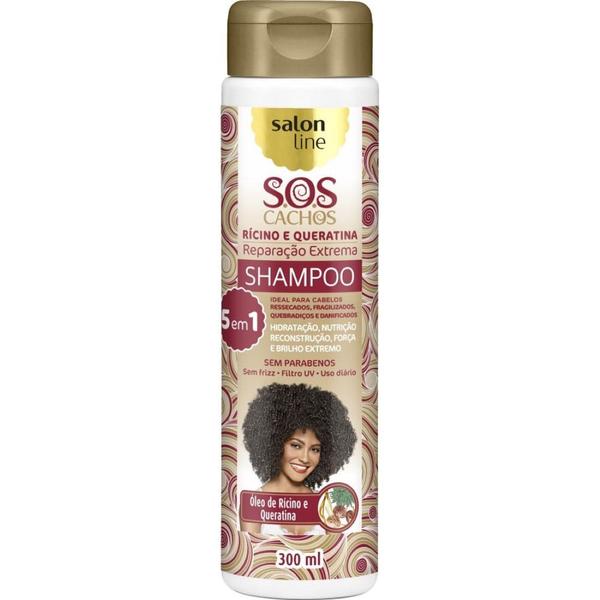 Shampoo S.o.s Cachos 5 em 1 Rícino e Queratina Salon Line