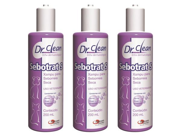 Shampoo Sebotrat S 200ml - Seborreia Seca - 3 Unidades - Agener