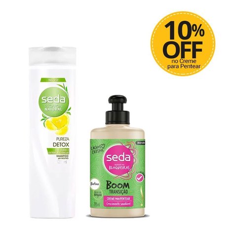Shampoo Seda Recarga Natural Pureza Detox Ganhe 10% Off Creme para Pentear Seda Boom Transição 295Ml