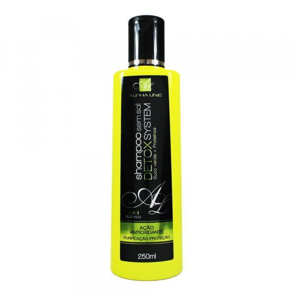 Shampoo Sem Sal Detox System Ação Antioxidante 250ml - Alpha Line