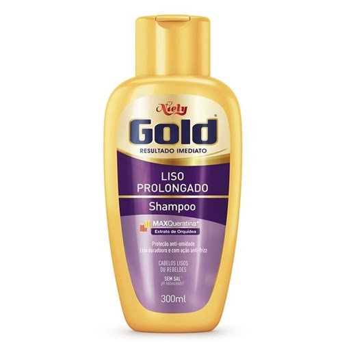 Shampoo Sem Sal Niely Gold Liso Prolongado - 300 Ml