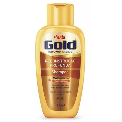 Shampoo Sem Sal Niely Gold Reconstrução Profunda - 300 Ml