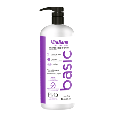 Shampoo Sem Sal Super Brilho Pro Basic Vita Derm 1L