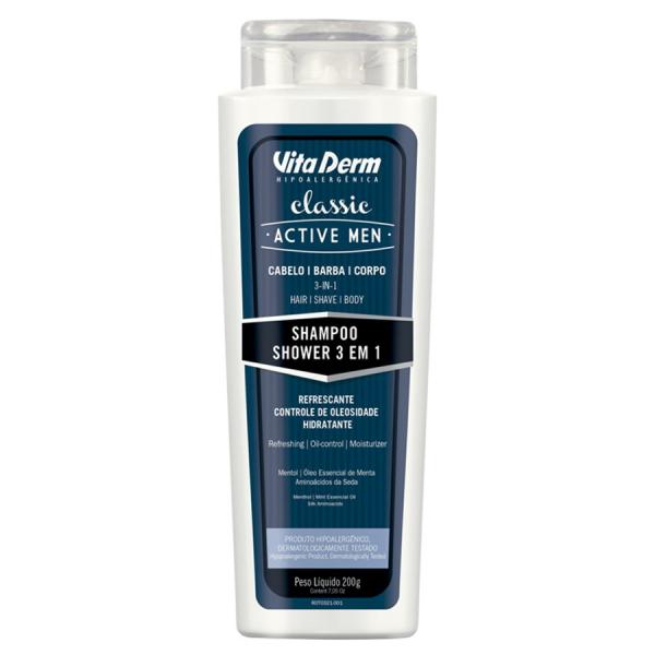 Shampoo Shower 3 em 1 Active Men Vita Derm - Vitaderm