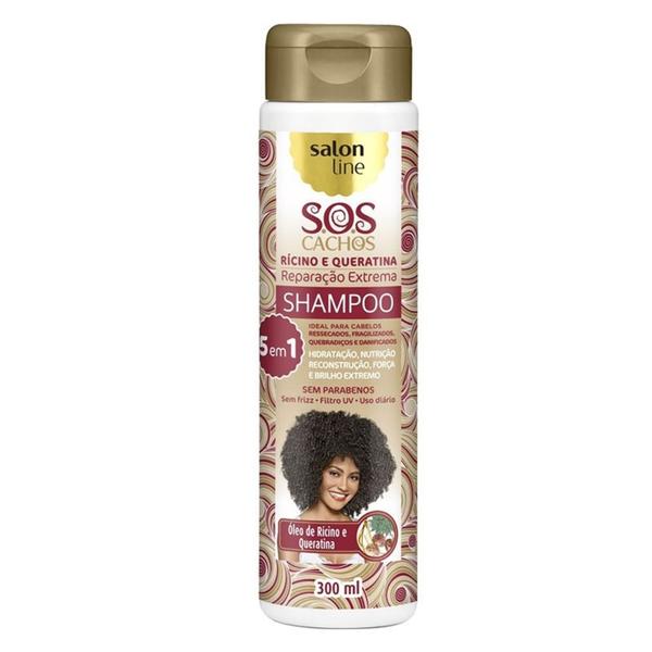 Shampoo SOS Cachos Rícino e Queratina 300ml Salon Line