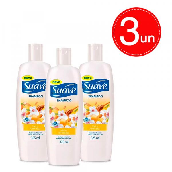 Shampoo Suave Mel e Amêndoa 325ml - 3 Unidades