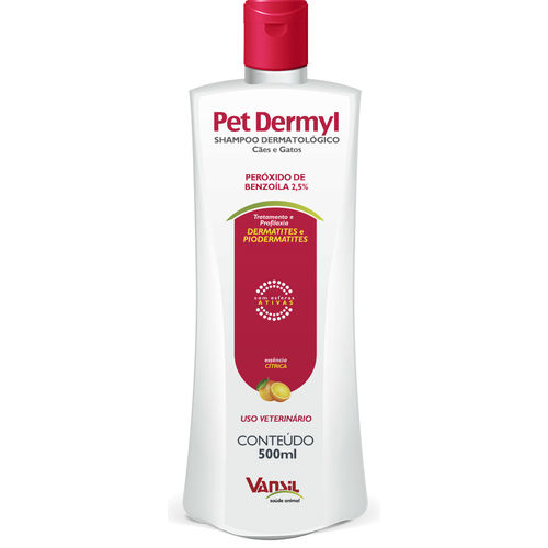 Shampoo Terapêutico para Dermatite de Cachorros Pety Dermyl 500ml -