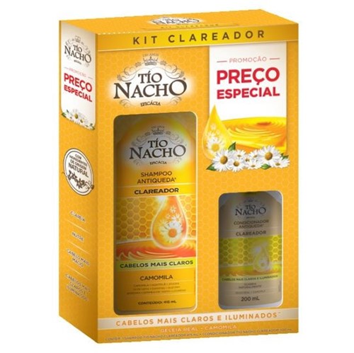 Shampoo Tio Nacho Clareador Camomila 415ml + Condicionador Clareador 200ml Preço Especial