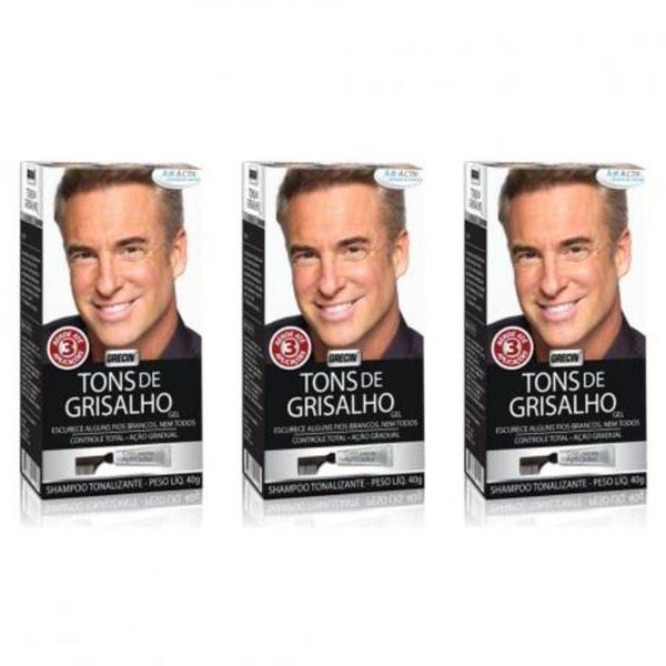 Shampoo Tonalizante Grecin Tons de Grisalhos 40g Kit C/3