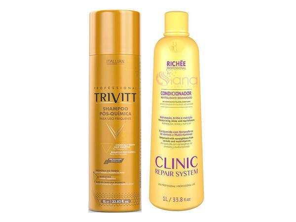 Shampoo Trivitt Profissional + Condicionador Clinic Repair Richée - Trivitt e Richée