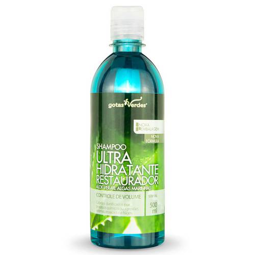 Shampoo Ultra Hidratante Aloe Vera com Algas Marinhas Sem Sal 500ml - Gotas Verdes