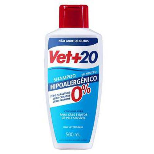 Shampoo Vet + 20 Hipoalergênico - 500 Ml