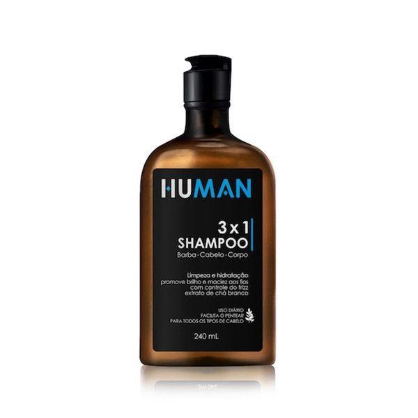 Shampoo 3x1 (barba, Cabelo, Corpo) Human 240ml