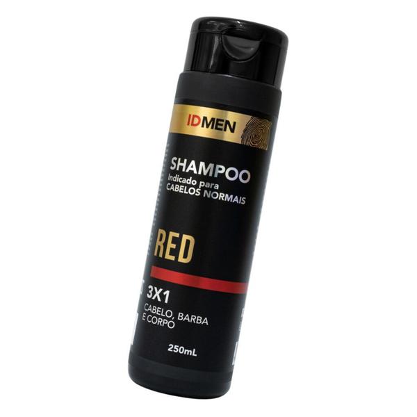 Shampoo 3x1 Barba Cabelo Corpo Red 250ml IDMen - Uso Diário Limpeza Maciez e Perfume Suave