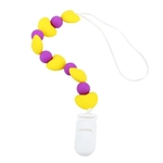 Silicone chupeta Cadeia Beads coração Baby dentição brinquedo mordedor Clipe Corda Anti-Lost (Amarelo)